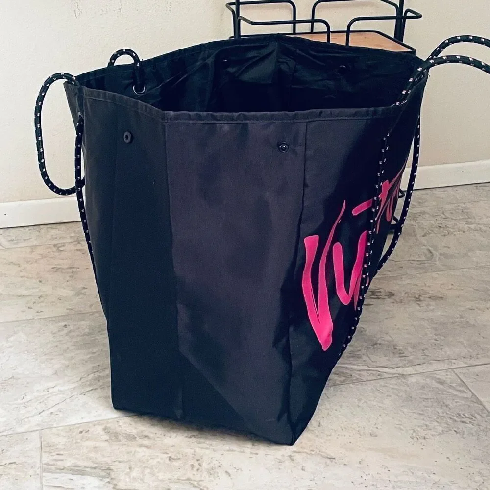 NWT Victoria’s Secret Angel Tote Black Pink Convertible Rope Weekender Tote Bag